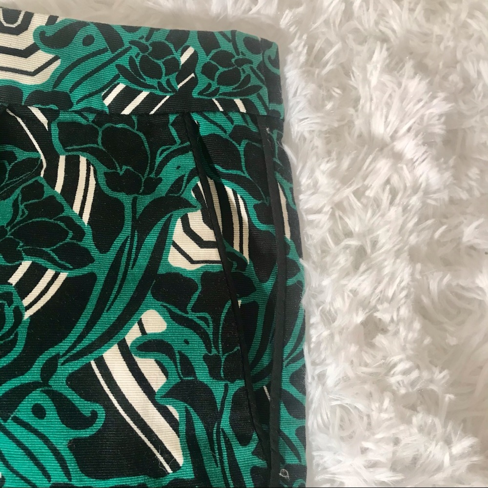 J. Crew Green High-Waist Piped Pattern Shorts Sz 6 - Picture 2 of 9